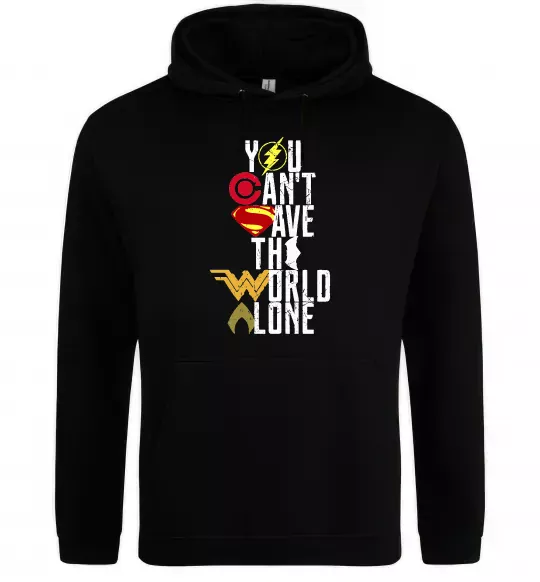 Женская толстовка (худи) You can`t save the world alone Черный фото