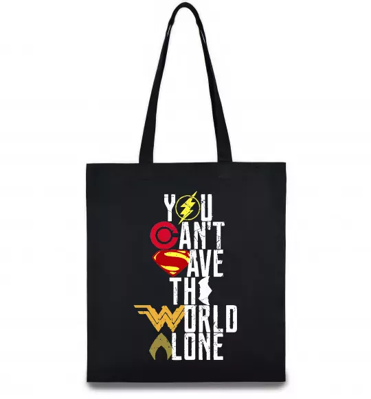 Еко-сумка You can`t save the world alone Чорний фото