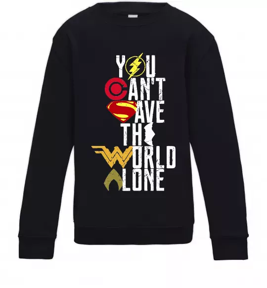Дитячий світшот You can`t save the world alone Чорний фото