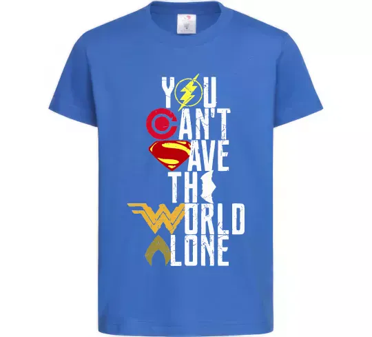 Дитяча футболка You can`t save the world alone Яскраво-синій фото