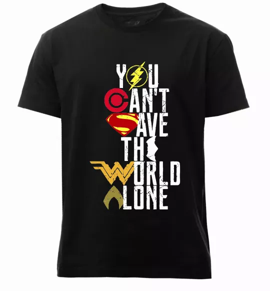 Мужская премиум футболка You can`t save the world alone Черный фото