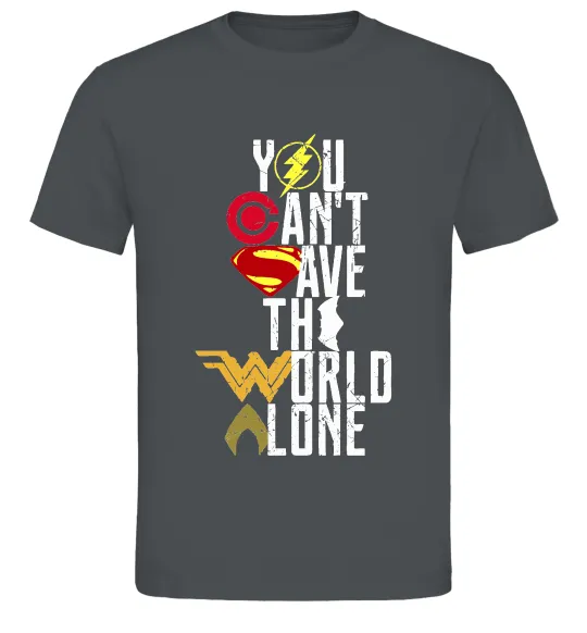 Мужская футболка You can`t save the world alone Графит фото