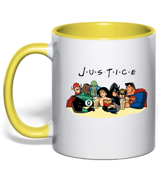 Чашка с цветной ручкой Justice DC Лимонный фото