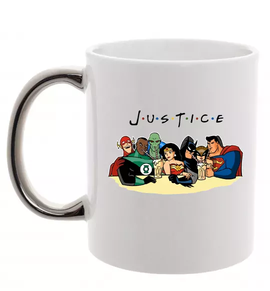 Чашка з кольоровою ручкою Justice DC Срібло фото