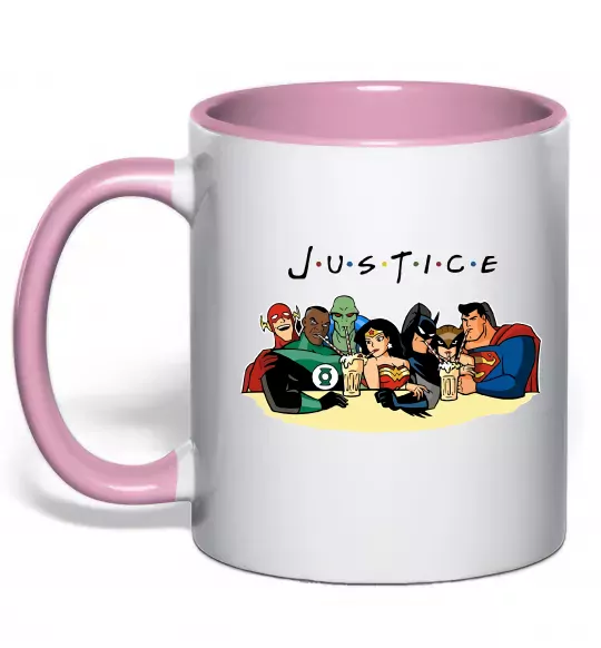Чашка з кольоровою ручкою Justice DC Ніжно рожевий фото