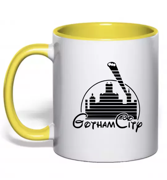 Чашка з кольоровою ручкою Gotham city Сонячно жовтий фото