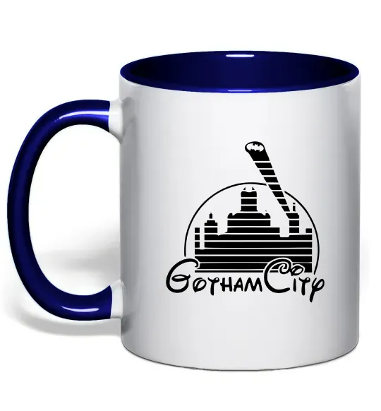 Чашка з кольоровою ручкою Gotham city Глибокий темно-синій фото
