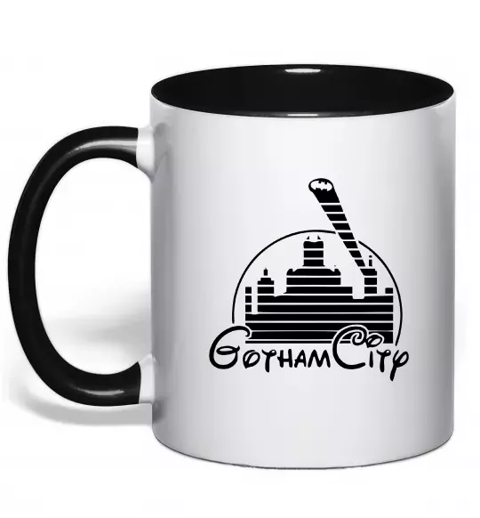 Чашка з кольоровою ручкою Gotham city Чорний фото