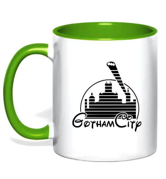 Чашка с цветной ручкой Gotham city Лаймовый фото