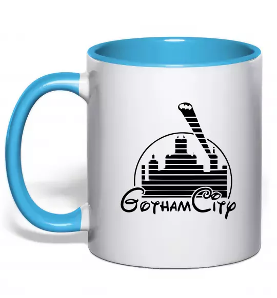 Чашка з кольоровою ручкою Gotham city Блакитний фото