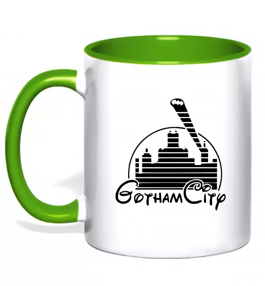 Чашка з кольоровою ручкою Gotham city Зелений фото