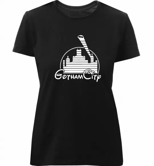 Женская премиум футболка Gotham city Черный фото