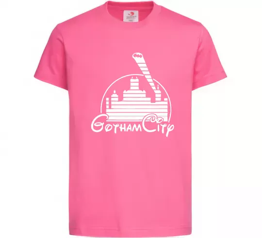 Дитяча футболка Gotham city Яскраво-рожевий фото