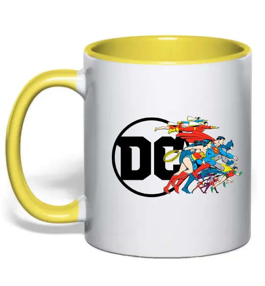 Чашка с цветной ручкой DC ліга справедливості Лимонный фото