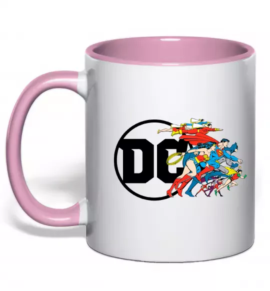 Чашка з кольоровою ручкою DC ліга справедливості Ніжно рожевий фото