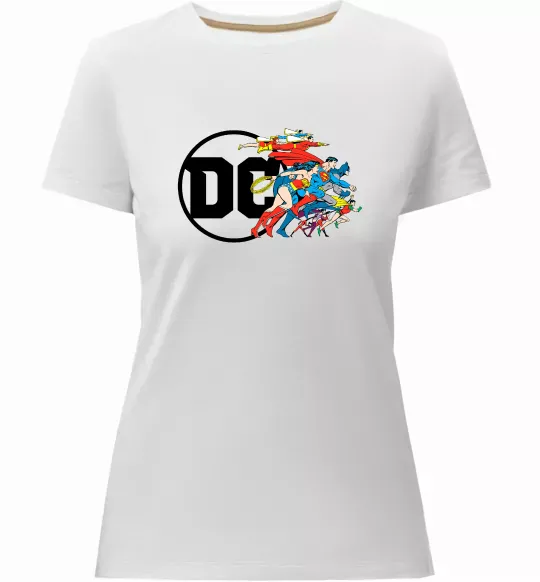 Женская премиум футболка DC ліга справедливості Белый фото