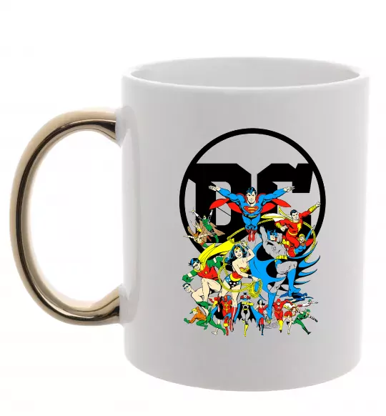 Чашка с цветной ручкой DC Heroes Золото фото