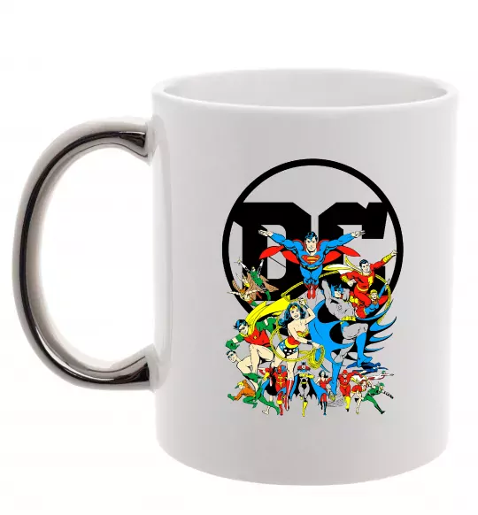 Чашка с цветной ручкой DC Heroes Серебро фото