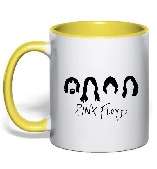 Чашка з кольоровою ручкою Pink Floyd Силуети Лимонний фото
