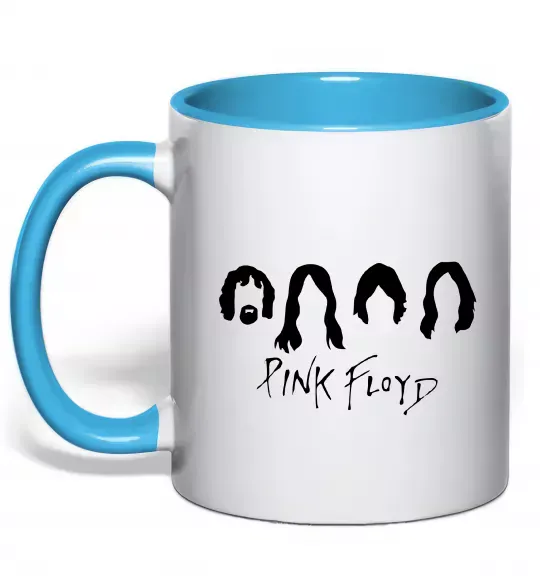 Чашка с цветной ручкой Pink Floyd Силуети Голубой фото