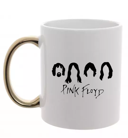 Чашка с цветной ручкой Pink Floyd Силуети Золото фото
