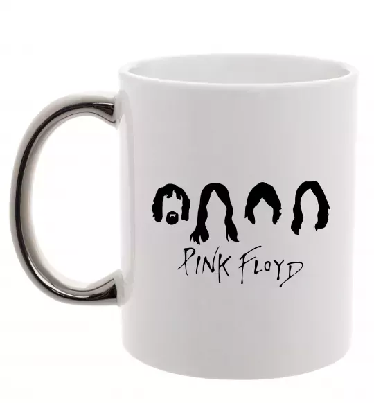 Чашка с цветной ручкой Pink Floyd Силуети Серебро фото