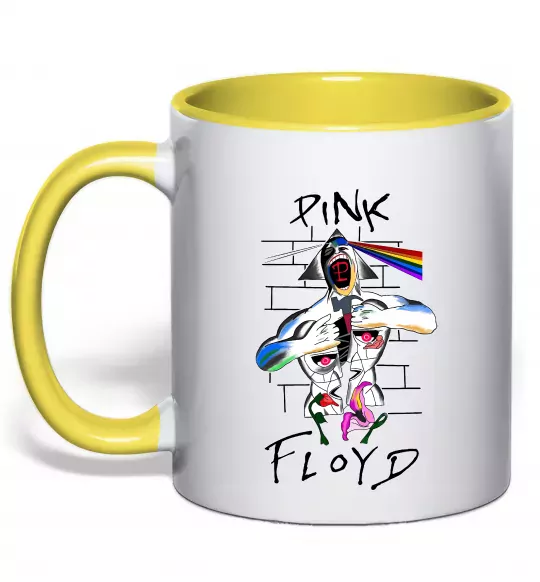 Чашка з кольоровою ручкою Pink Floyd art Сонячно жовтий фото