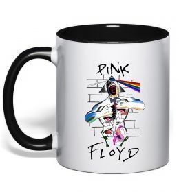 Чашка с цветной ручкой Pink Floyd art