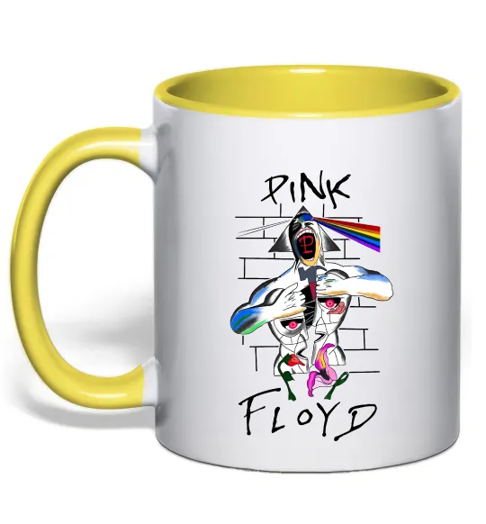 Чашка з кольоровою ручкою Pink Floyd art Лимонний фото