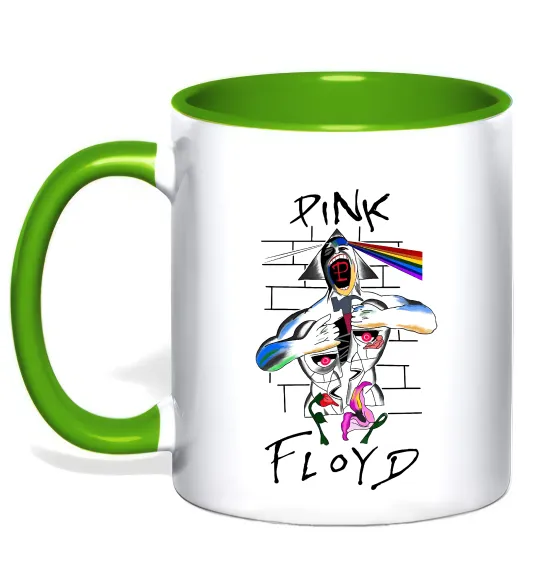 Чашка з кольоровою ручкою Pink Floyd art Лаймовий фото