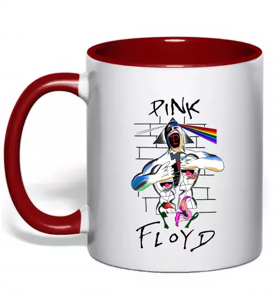 Чашка з кольоровою ручкою Pink Floyd art Червоний фото