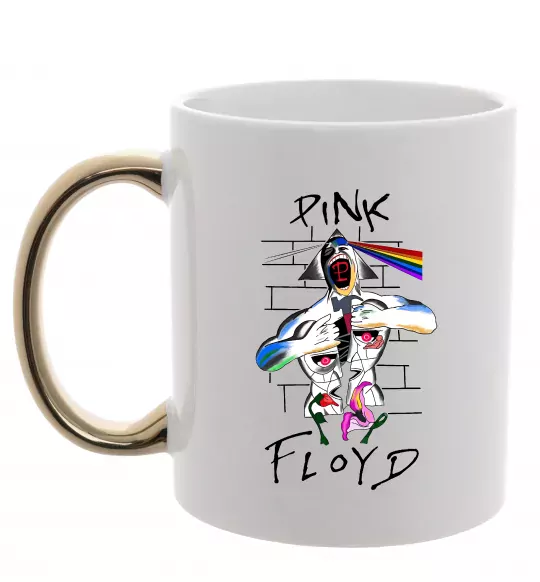 Чашка з кольоровою ручкою Pink Floyd art Золото фото