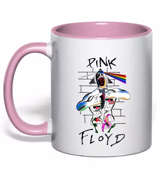 Чашка з кольоровою ручкою Pink Floyd art Ніжно рожевий фото