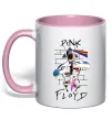 Чашка з кольоровою ручкою Pink Floyd art Ніжно рожевий фото