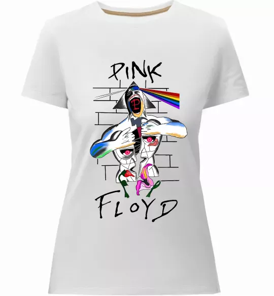 Женская премиум футболка Pink Floyd art Белый фото