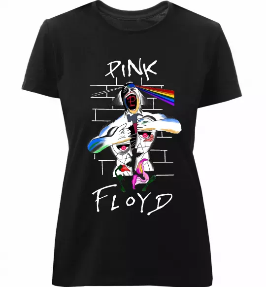 Женская премиум футболка Pink Floyd art Черный фото