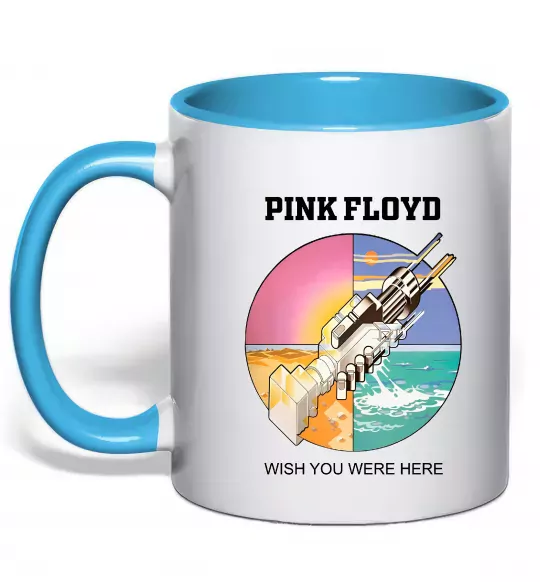 Чашка с цветной ручкой Wish you were here Pink Floyd Голубой фото