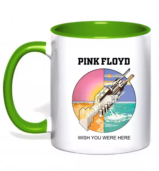 Чашка с цветной ручкой Wish you were here Pink Floyd Зеленый фото