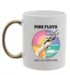 Чашка с цветной ручкой Wish you were here Pink Floyd Золото фото