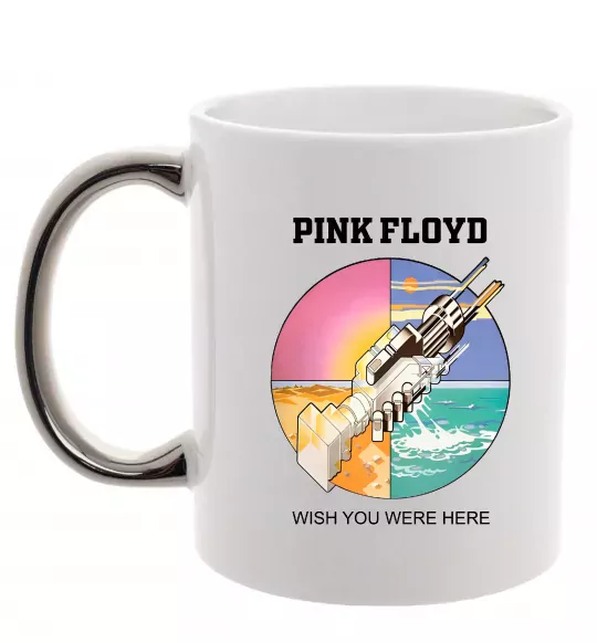 Чашка с цветной ручкой Wish you were here Pink Floyd Серебро фото