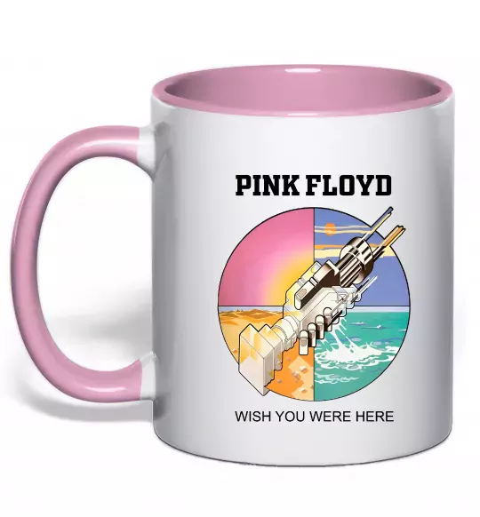 Чашка с цветной ручкой Wish you were here Pink Floyd Нежно розовый фото