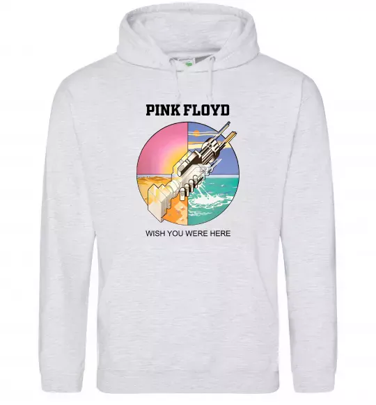 Мужская толстовка (худи) Wish you were here Pink Floyd Серый меланж фото