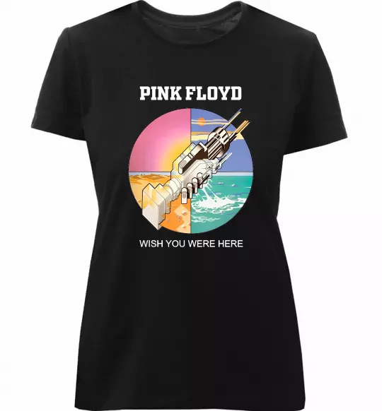 Женская премиум футболка Wish you were here Pink Floyd Черный фото