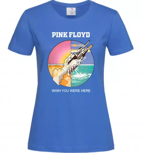 Женская футболка Wish you were here Pink Floyd Ярко-синий фото