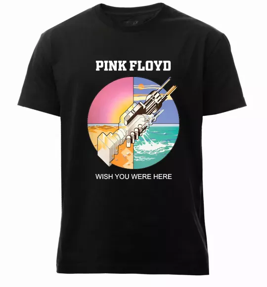 Мужская премиум футболка Wish you were here Pink Floyd Черный фото