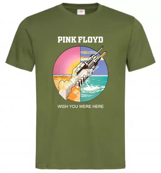 Мужская футболка Wish you were here Pink Floyd Оливковый фото