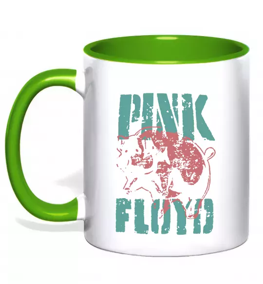 Чашка з кольоровою ручкою Pink Floyd Pig Зелений фото