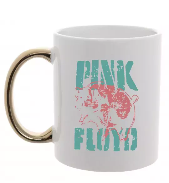 Чашка з кольоровою ручкою Pink Floyd Pig Золото фото