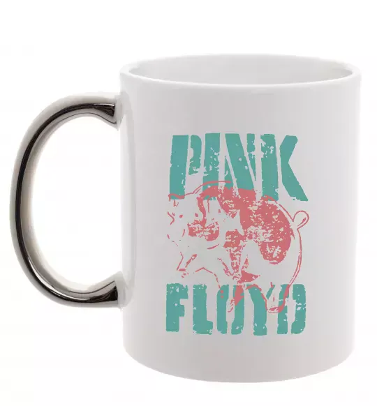 Чашка з кольоровою ручкою Pink Floyd Pig Срібло фото