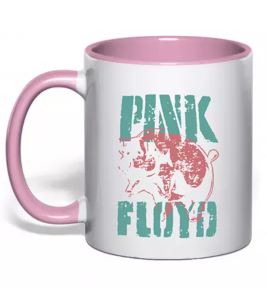 Чашка з кольоровою ручкою Pink Floyd Pig Ніжно рожевий фото